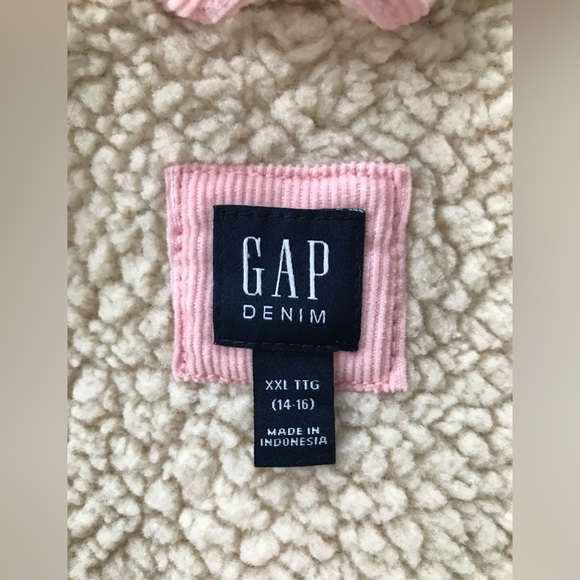 Gap Girls Pink Corduroy Sherpa cropped Jacket Size 14 - Picture 5 of 7